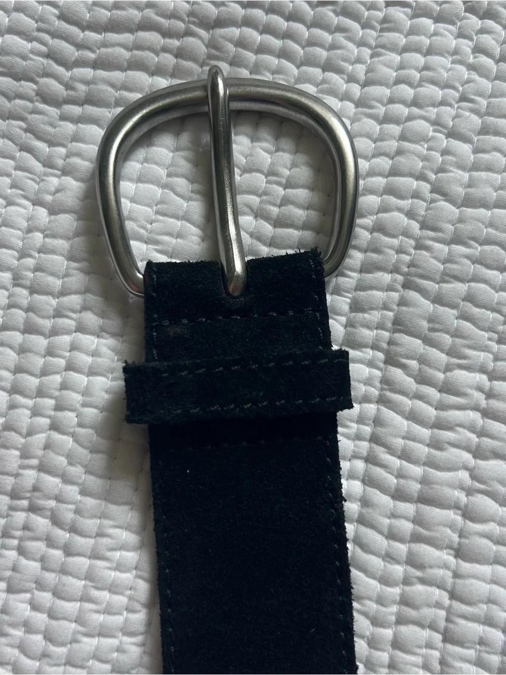 Banana Republic Black Sued Grommet Belt with Silver Round Buckle Size Small